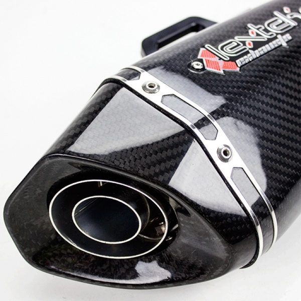 Lextek XP8C Carbon Fibre Hexagonal Motorcycle Exhaust Silencer RH 51mm