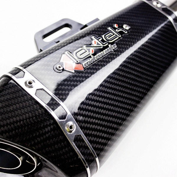 Lextek XP8C Carbon Fibre Hexagonal Motorcycle Exhaust Silencer RH 51mm