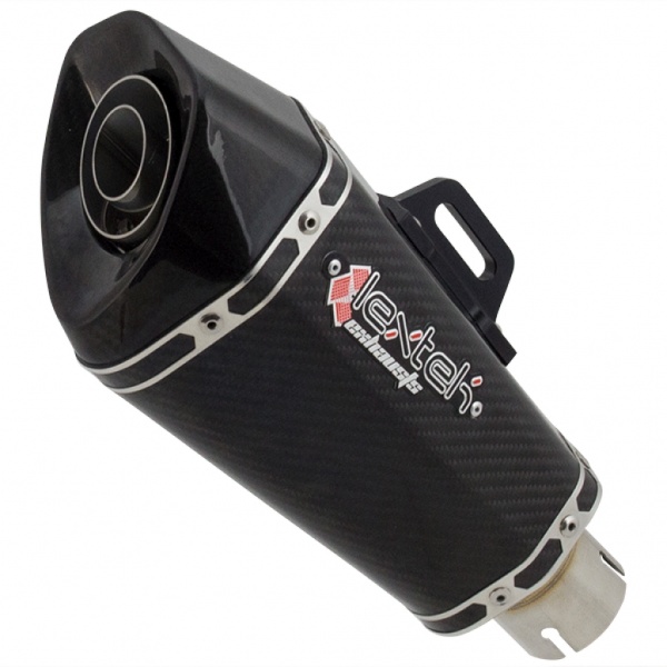 Lextek XP8C Carbon Fibre Hexagonal Motorcycle Exhaust Silencer RH 51mm