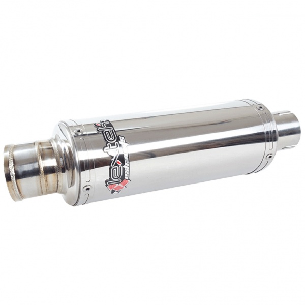Lextek Universal OP5 Polished Stainless Motorcycle Exhaust Silencer 250mm 51mm