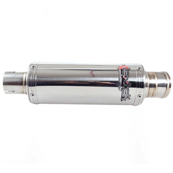 Lextek Universal OP5 Polished Stainless Motorcycle Exhaust Silencer 250mm 51mm
