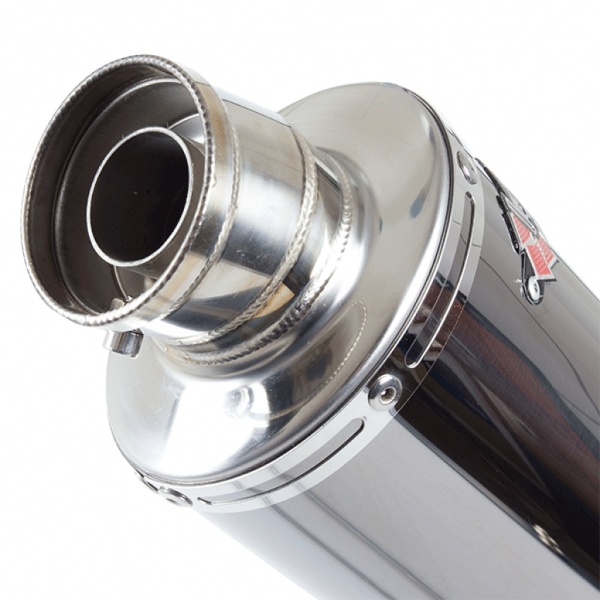 Lextek OP15 Universal Black Chrome Motorcycle Exhaust Silencer Can 200mm 51mm