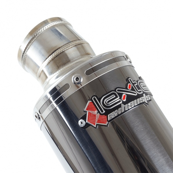 Lextek OP15 Universal Black Chrome Motorcycle Exhaust Silencer Can 200mm 51mm