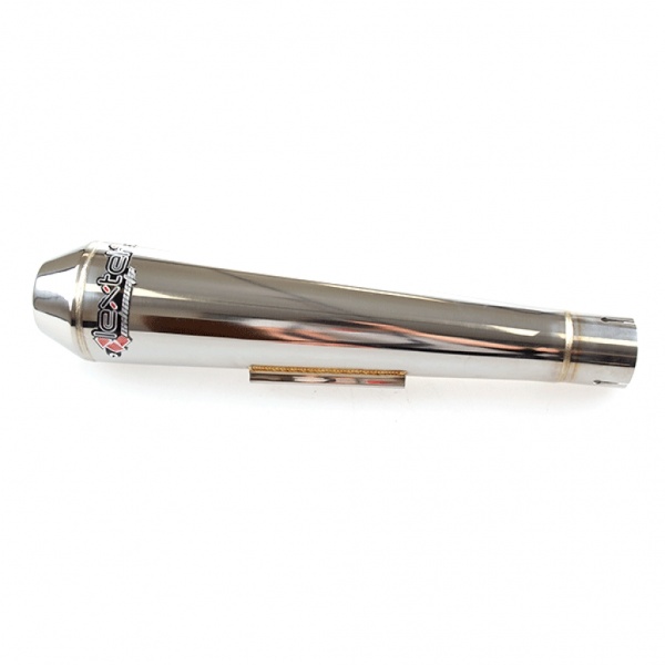 Lextek AC1L Classic Motorcycle Silencer LH Polished Stainless Steel 51mm