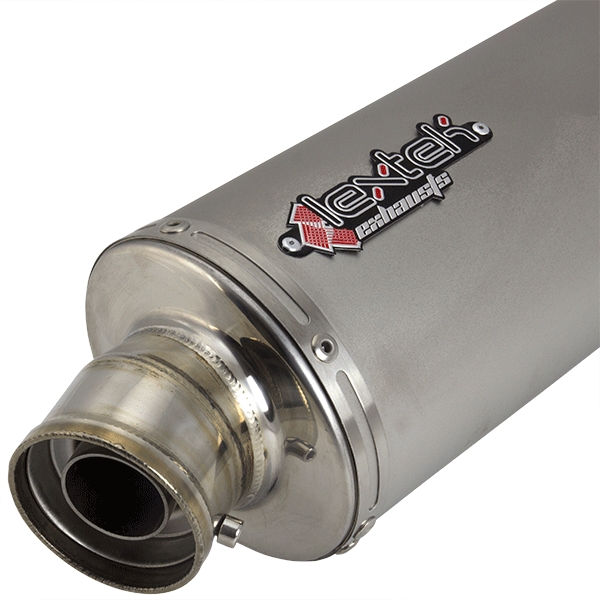 Road Legal Lextek OP1 Oval Matt Stainless Steel Motorcycle Exhaust Silencer 51mm RH