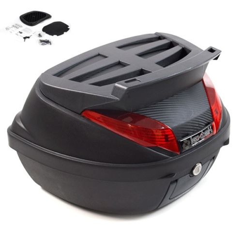 LEXTEK Motorcycle Scooter 42 Litre Removable Luggage Top Box & Mounting Plate