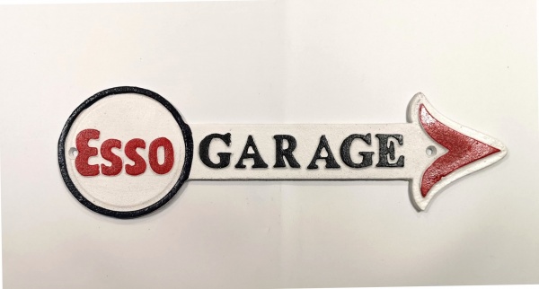 Esso Oil Arrow Cast Iron Vintage Garage Advertising Plaque Sign 41cm x 12cm