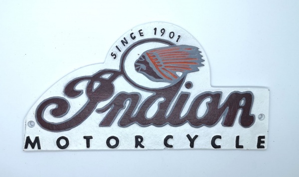 Indian Motorcycles Cast Iron Vintage Garage Advertising Sign 30cm x 15cm