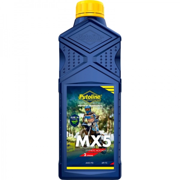 Putoline MX5 Synthetic 2 Stroke Pre-Mix Oil Motocross MX Enduro 1Litre