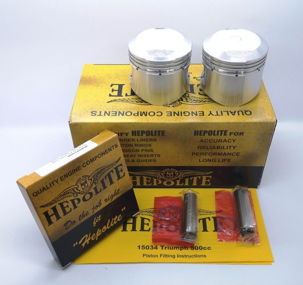 Hepolite STD Piston Kit 7.5-1 Triumph T100 5TA 500cc 1957 to 1966 OEM: 70-6907