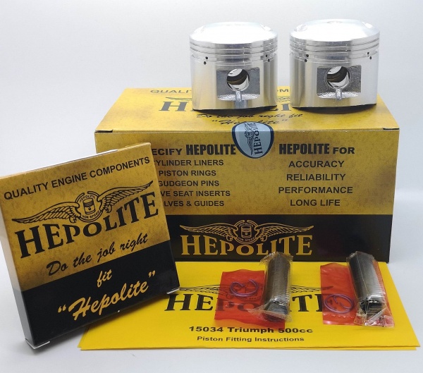 Hepolite STD Piston Kit 7.5-1 Triumph T100 5TA 500cc 1957 to 1966 OEM: 70-6907