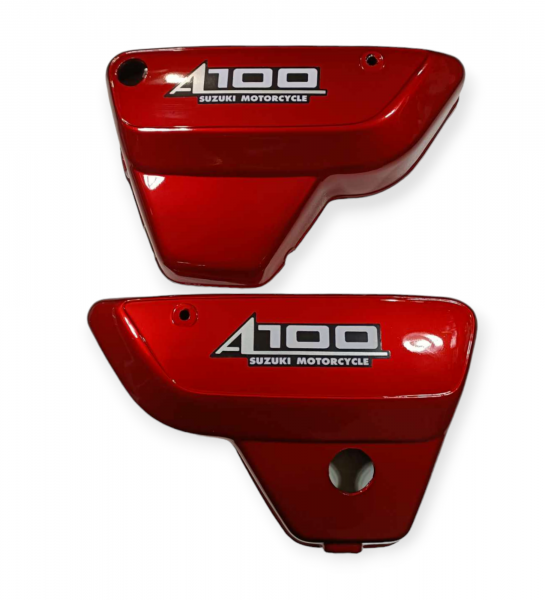 Suzuki A100 Pair Of Motorcycle Side Panel Covers In Red 47111-23320 47211-23320