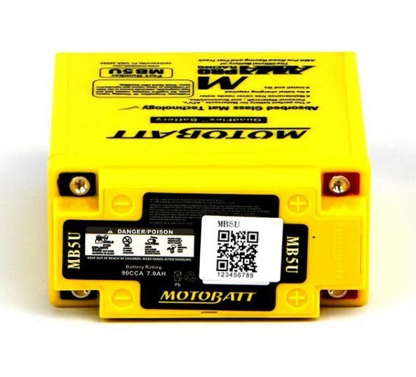 MotoBatt Quadflex AGM 12V 7AH MB5U Battery Replaces 12N5-3B 12N5-4B YB5L-B