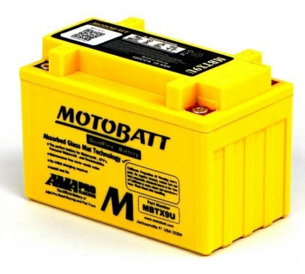 MotoBatt 12V MBTX9U Battery Replaces YT12A-BS YTR9-BS YTX9 YTX9-BS YTZ12S YTZ14S