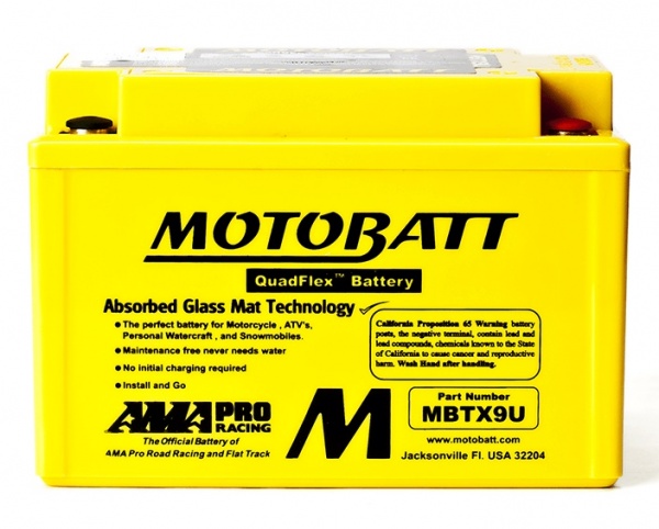 MotoBatt 12V MBTX9U Battery Replaces YT12A-BS YTR9-BS YTX9 YTX9-BS YTZ12S YTZ14S