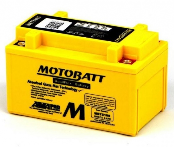 MotoBatt 12V 8.6AH MBTZ10S Battery Upgrade Replaces YTX7A-BS YTZ10S