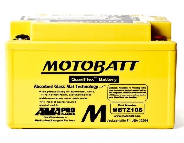 MotoBatt 12V 8.6AH MBTZ10S Battery Upgrade Replaces YTX7A-BS YTZ10S