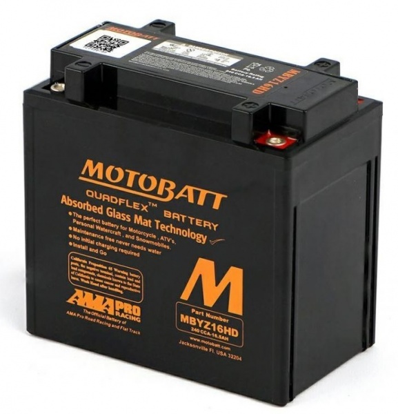 MotoBatt 12V MBYZ16HD Battery 16.5AH Replaces GYZ16H KMX14 BS YTX14 BS H L
