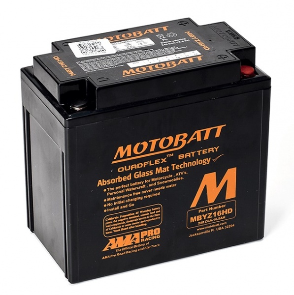 MotoBatt 12V MBYZ16HD Battery 16.5AH Replaces GYZ16H KMX14 BS YTX14 BS H L