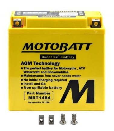 MotoBatt 12V MBT14B4 Quadflex Battery 13AH Replaces YT14B-4 YT14B-BS
