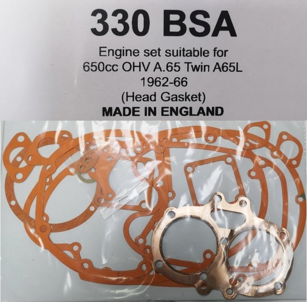 BSA A65 Twin 650, A65L 650 (1962-1966) Engine Gasket Set Made In England 330BSA