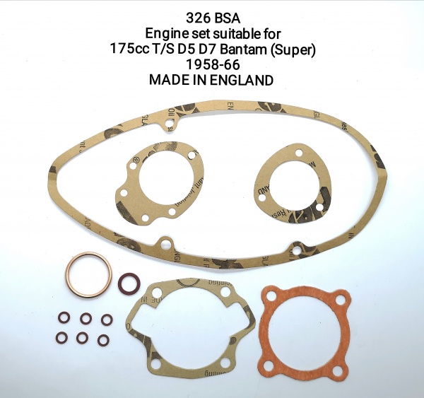 BSA D5 D7 Bantam Super 175 1958-66 Engine Gasket Set Made In England OEM: 326BSA