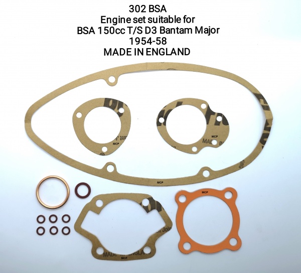 BSA T/S D3 Bantam Major 150cc 1954 -1958 Engine Gasket Set Made In UK 302BSA