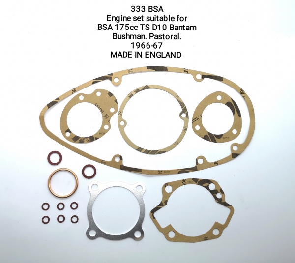 BSA Bantam 175 TS D10 Bushman Pastoral Engine Gasket Set 1966-67 Made UK 333BSA