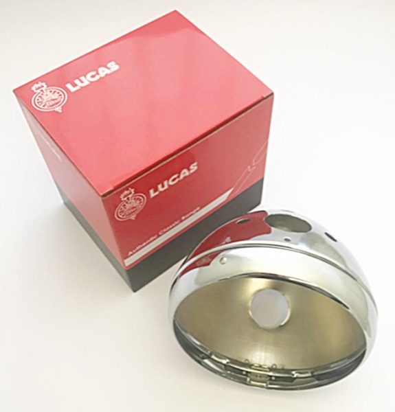 Genuine Lucas 7 Inch Chrome Headlamp Shell and Rim BSA NORTON TRIUMPH LU54523508