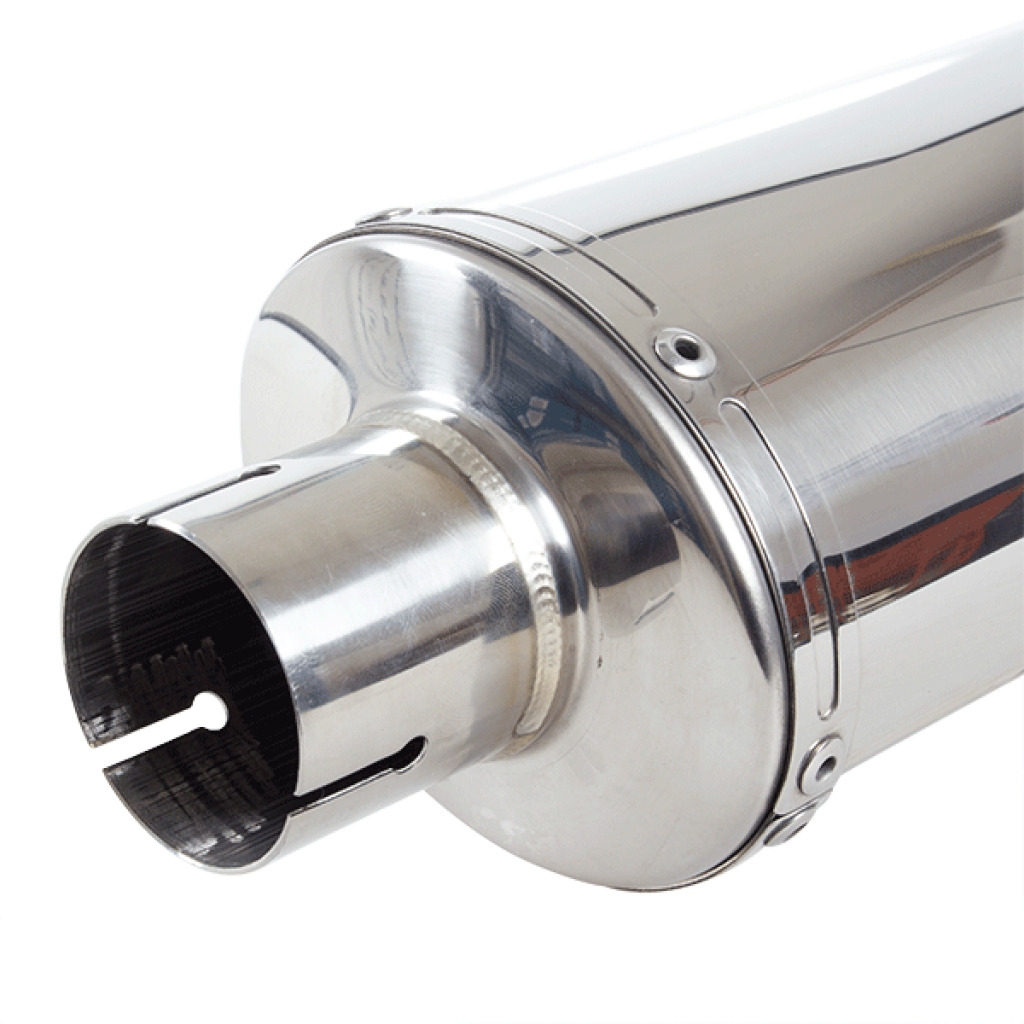 Lextek Universal OP5 Polished Stainless Motorcycle Exhaust Silencer ...