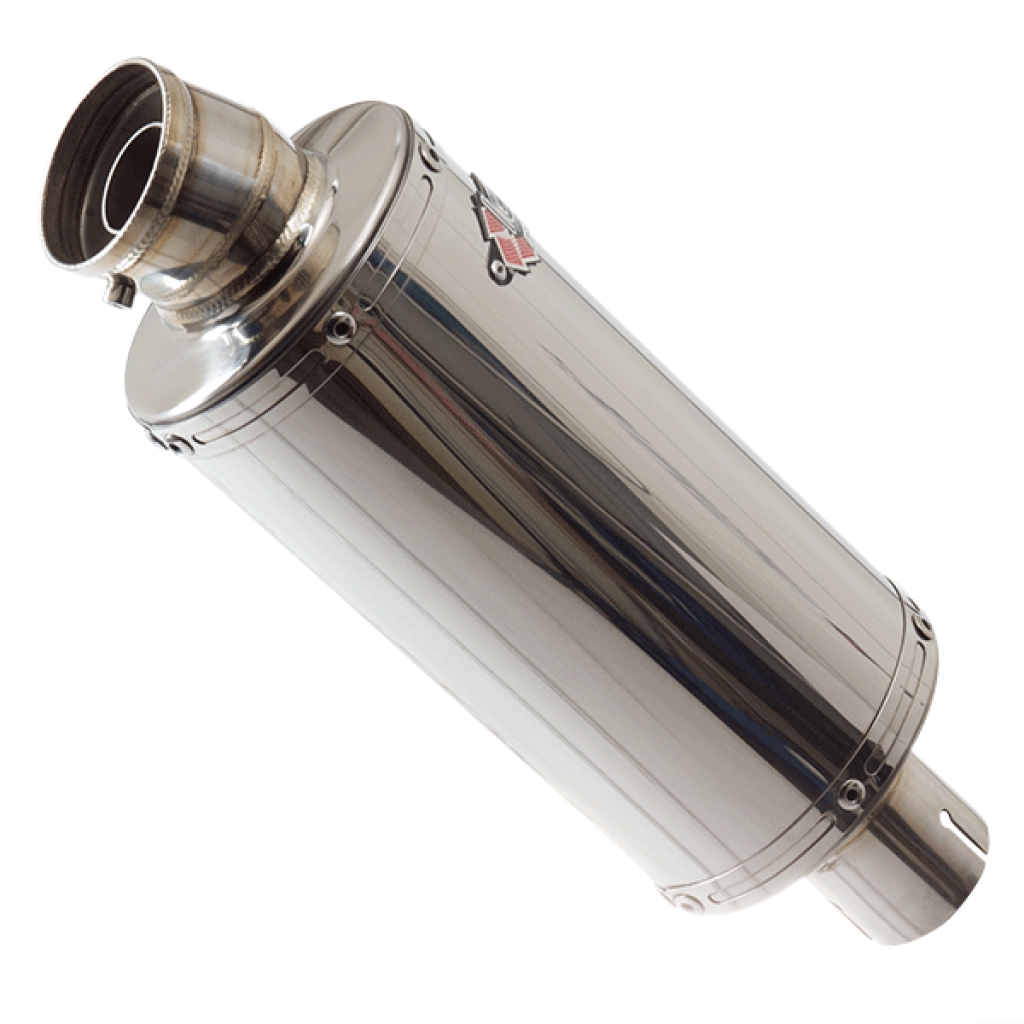 Lextek Universal OP5 Polished Stainless Motorcycle Exhaust Silencer 250mm 51mm