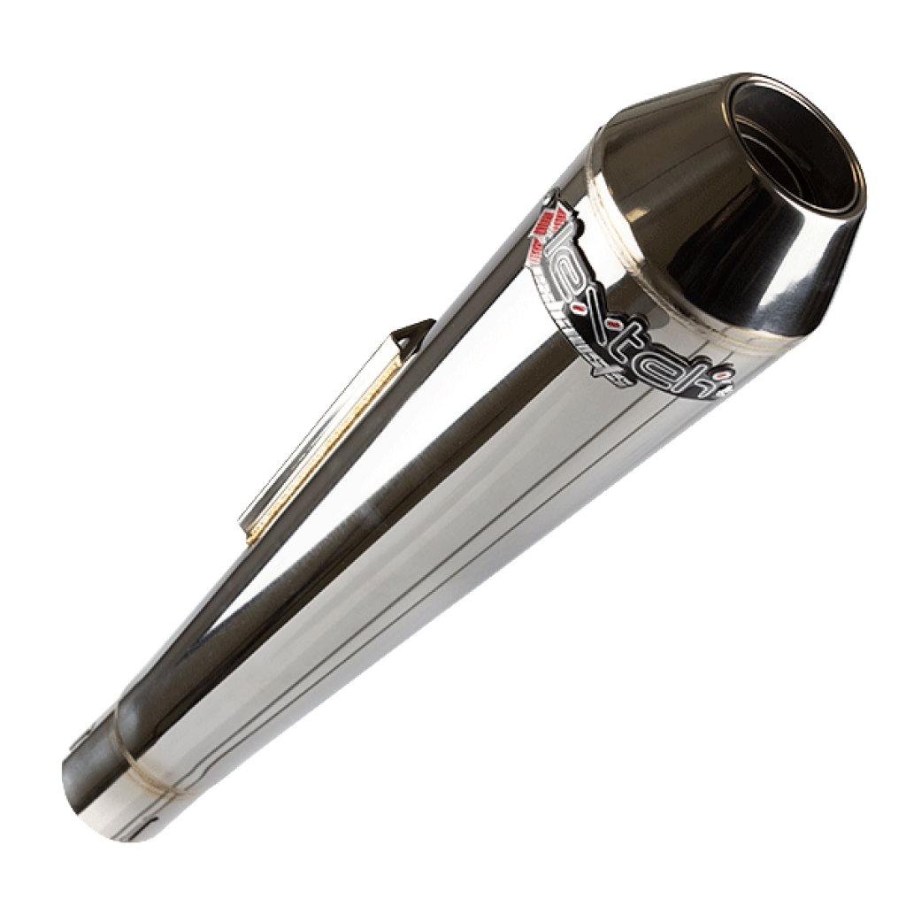 Lextek AC1L Classic Motorcycle Silencer LH Polished Stainless Steel 51mm