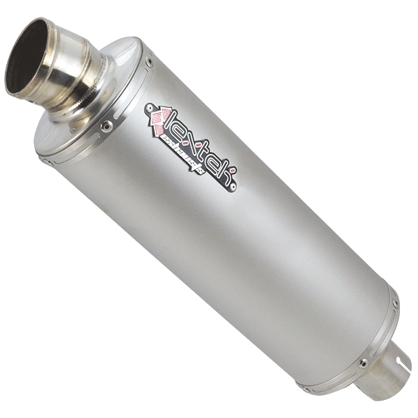 Road Legal Lextek OP1 Oval Matt Stainless Steel Motorcycle Exhaust Silencer 51mm RH