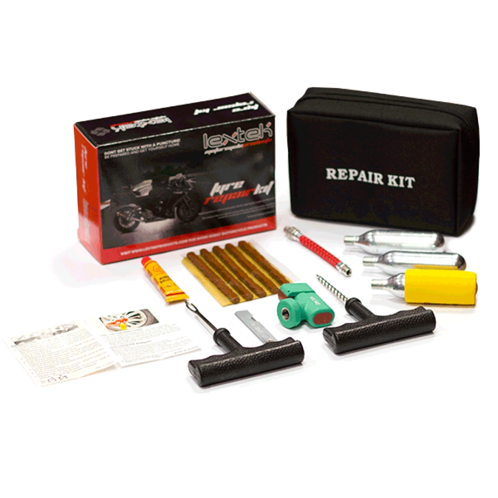 Lextek Motorcycle, Scooter, Quad Tubeless Tyre Puncture Repair Kit & Case