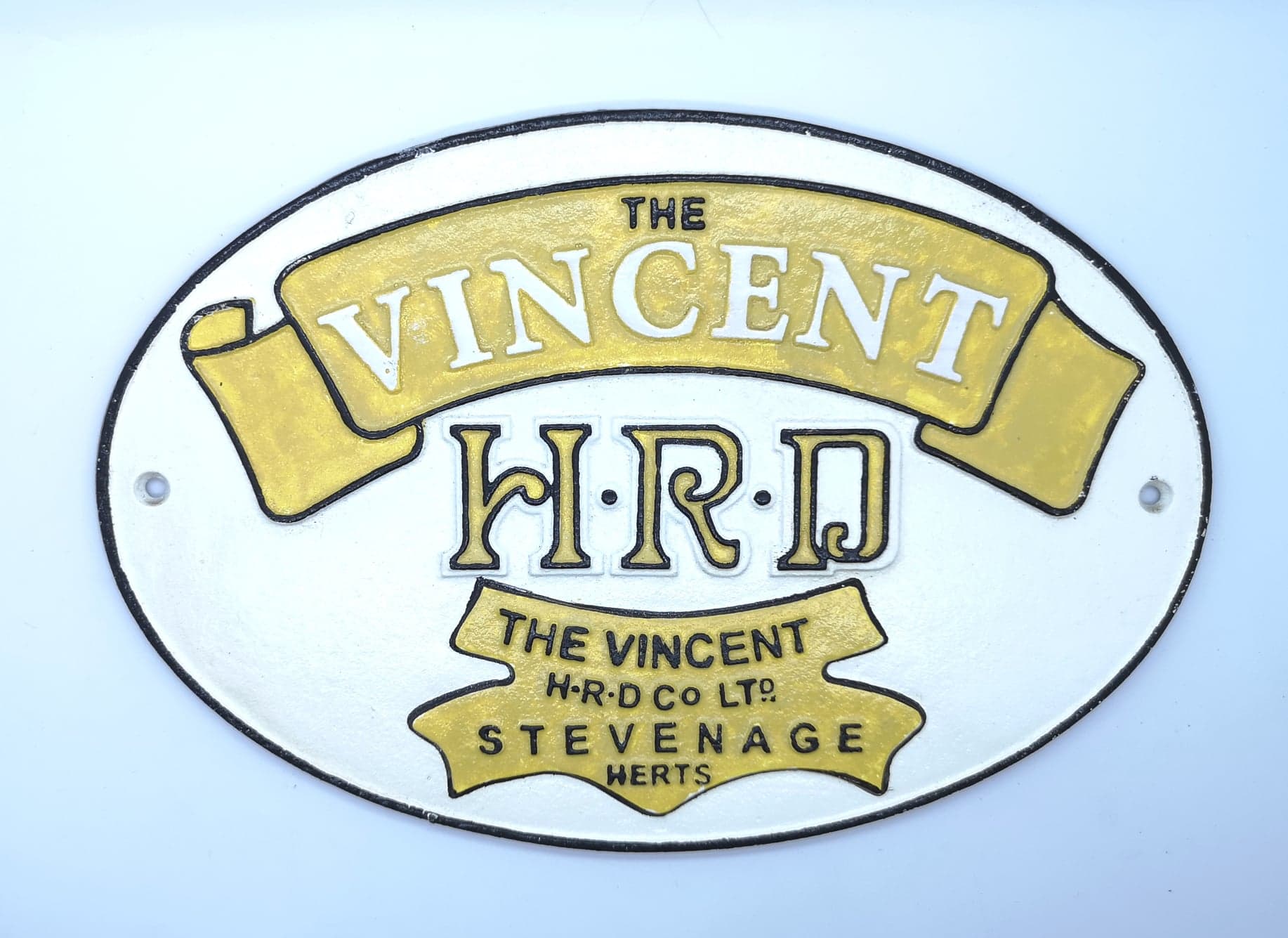 Vincent HRD Motorcycles Cast Iron Vintage Garage Advertising Sign 30cm x 20cm