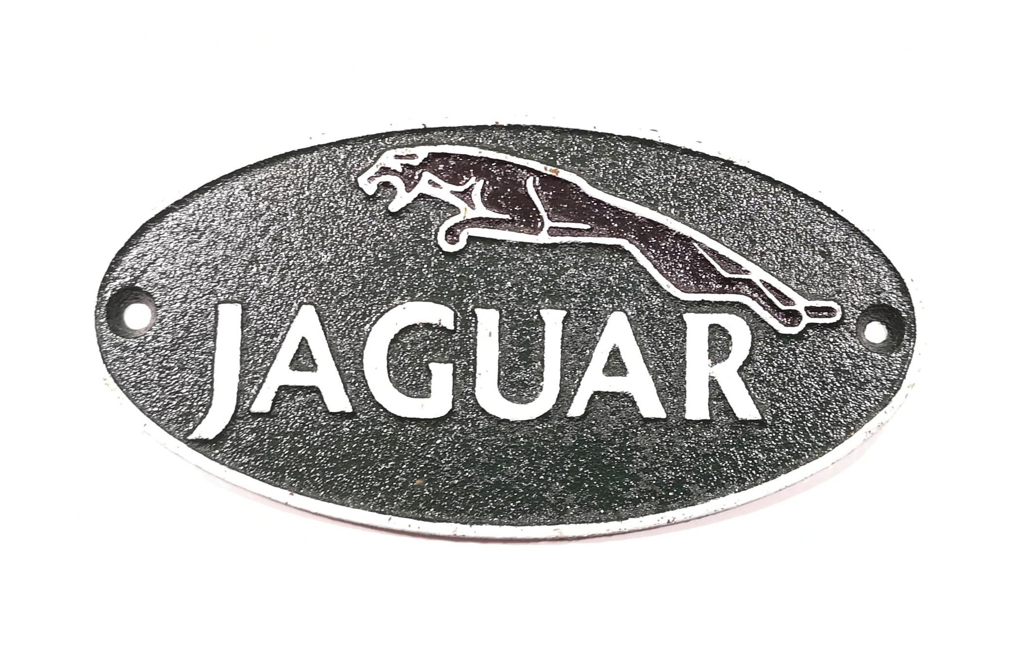 Jaguar Leaping Cast Iron Vintage Garage Advertising Wall Plaque Sign 18cm x 9cm