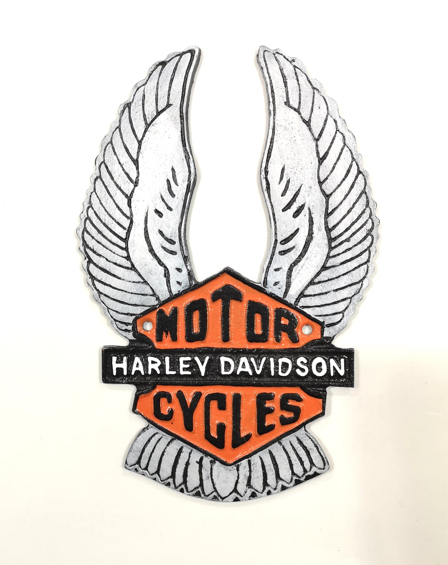 Harley Davidson Angel Wings Cast Iron Vintage Garage Advertising Sign 30 x 20 cm