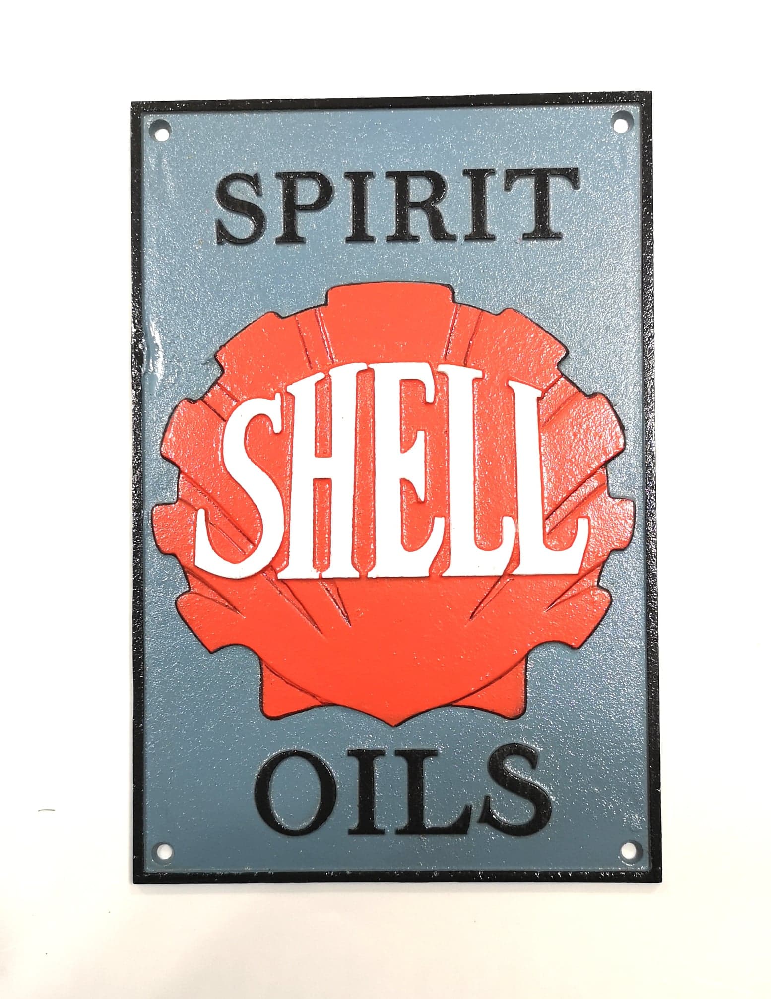 Shell Spirit Oils Cast Iron Vintage Garage Advertising Sign 30cm x 20cm