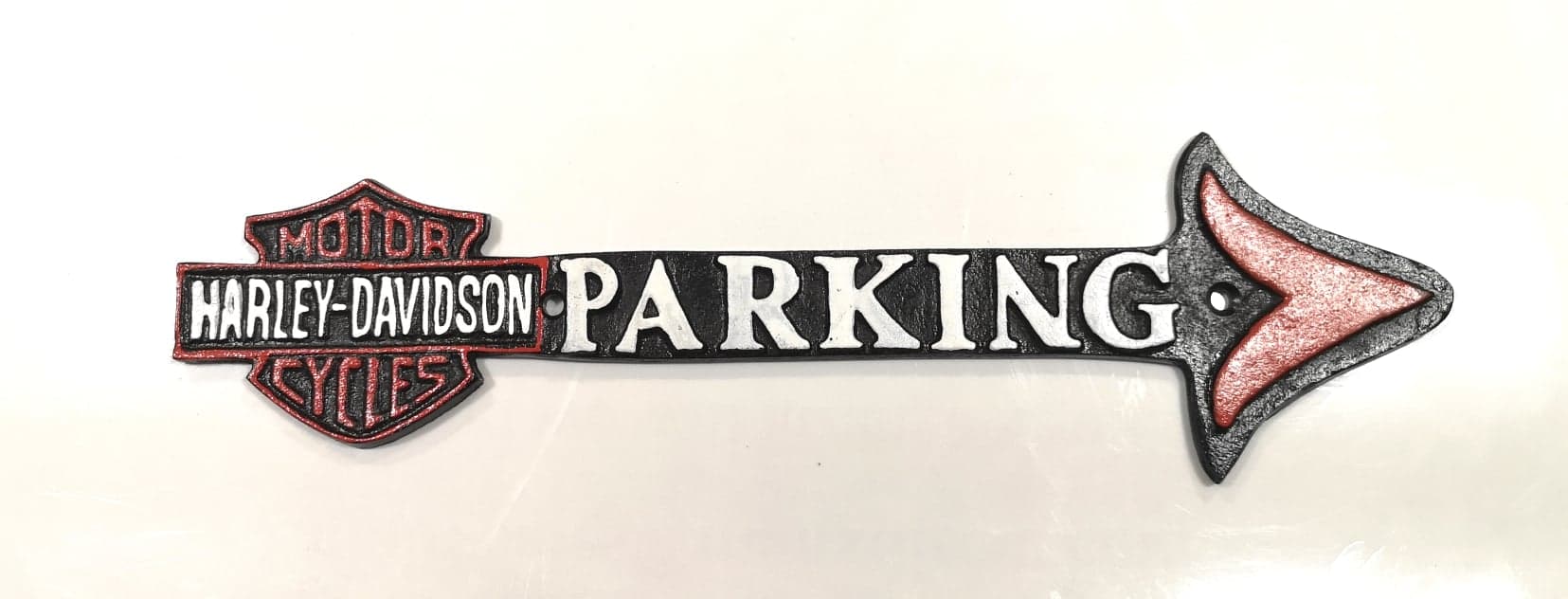 Harley Davidson Parking Arrow Cast Iron Wall Plaque Advertising Sign 40cm x 12cm