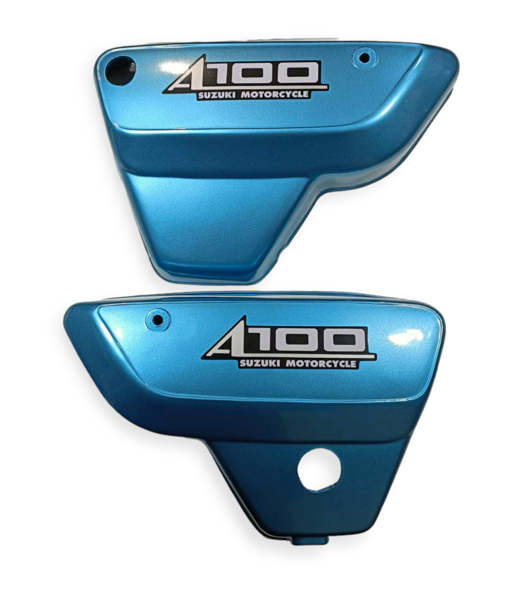 Suzuki A100 Pair Of Motorcycle Side Panel Covers In Blue 47111-23320 47211-23320