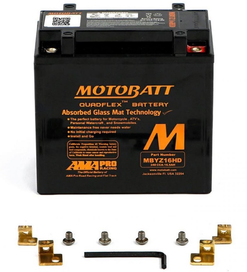 MotoBatt 12V MBYZ16HD Battery 16.5AH Replaces GYZ16H KMX14 BS YTX14 BS H L