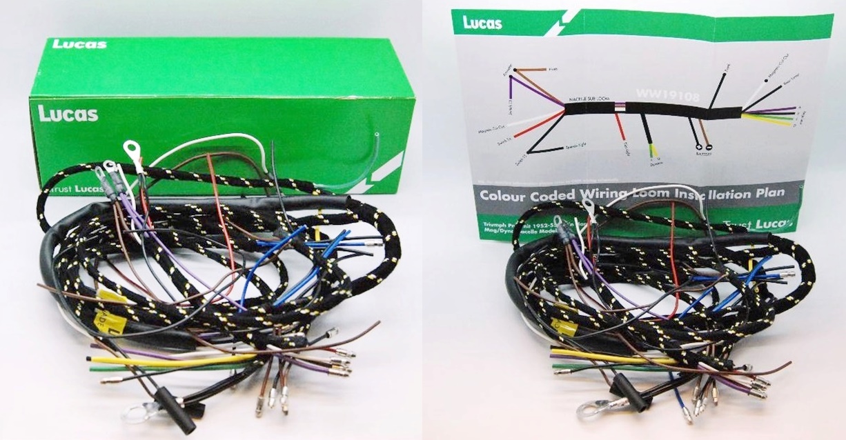 Lucas Wiring Harness Triumph PreUnit T100 T110 5T 6T 1952-55 Mag Dynamo LU860613