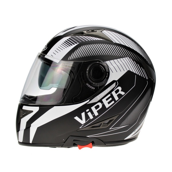 Viper RSV75 Stinger Full Face Helmet Dual Visor ACU Approved Black White Size XL