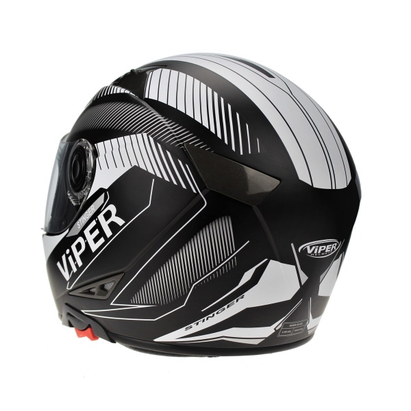 Viper RSV75 Stinger Full Face Helmet Dual Visor ACU Approved Black White Size XL
