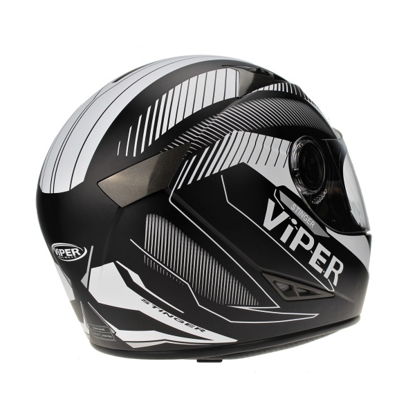 Viper RSV75 Stinger Full Face Helmet Dual Visor ACU Approved Black White Size XL