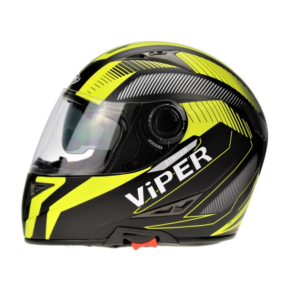 Viper RSV75 Stinger Full Face Helmet Dual Visor ACU Approved Black Yellow: Large