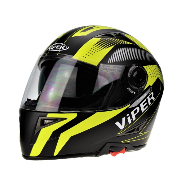 Viper RSV75 Stinger Full Face Helmet Dual Visor ACU Approved Black Yellow: Large