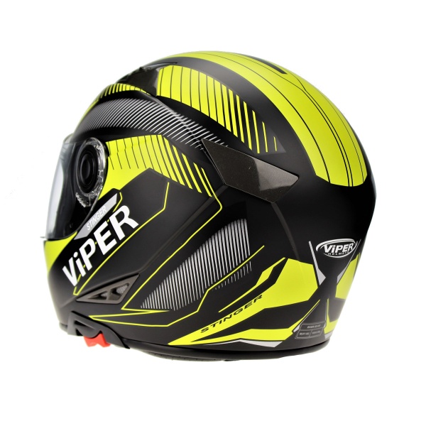 Viper RSV75 Stinger Full Face Helmet Dual Visor ACU Approved Black Yellow: Large