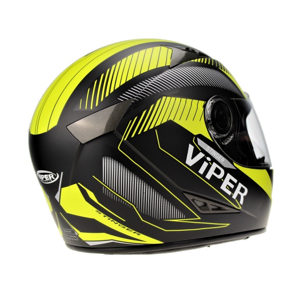 Viper RSV75 Stinger Full Face Helmet Dual Visor ACU Approved Black Yellow: Large