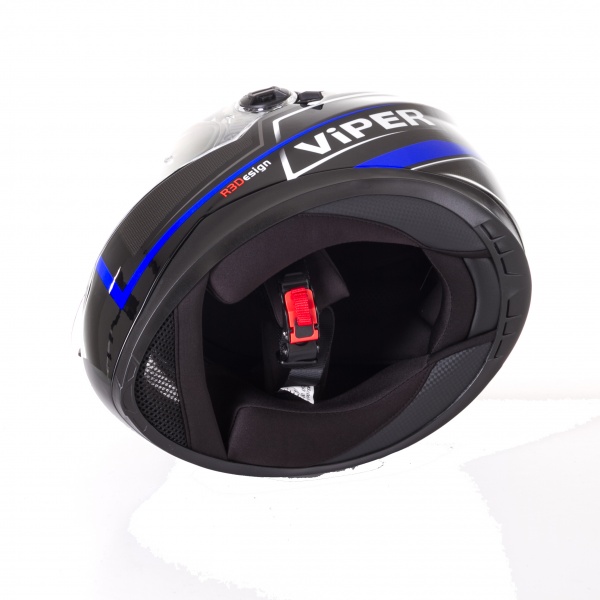 Viper Full Face Pinlock Twin Visor Motorcycle Race Helmet Black Blue Size Large